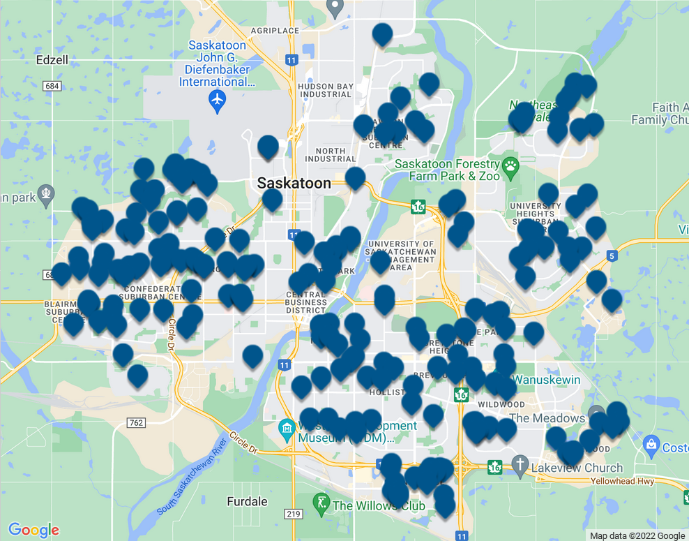 Licensed daycares in Saskatoon as of August 2023 from the Government of Saskatchewan website