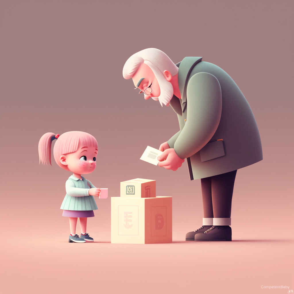 Child care subsidy illustration. Man and child.